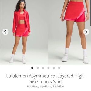 lululemon athletica Asymmetrical Layered Tennis Skirt in Hot Heat and Lip Gloss